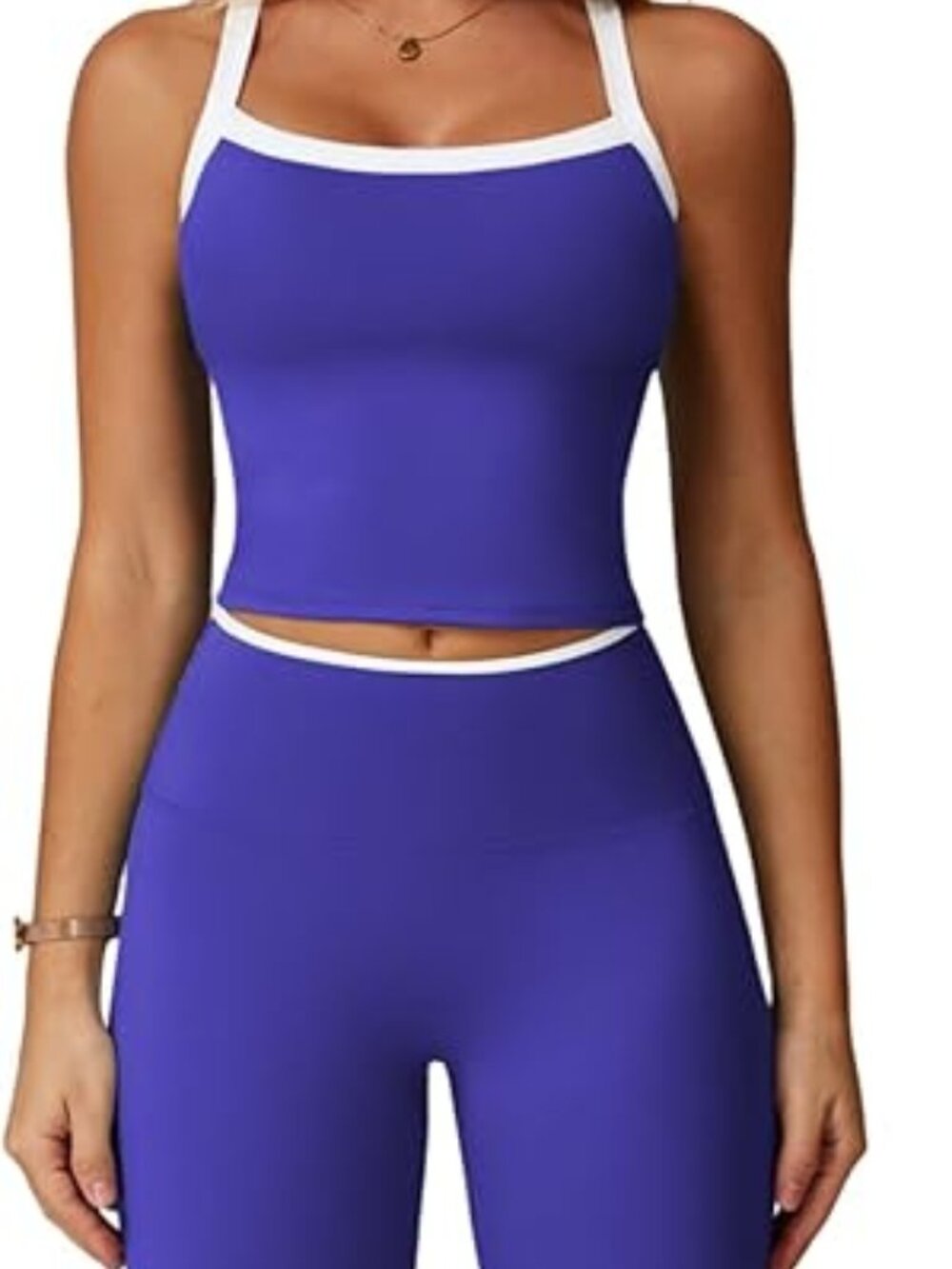 Workout Set Two Piece Cross Back Tank Top Set, Matching Workout Set
